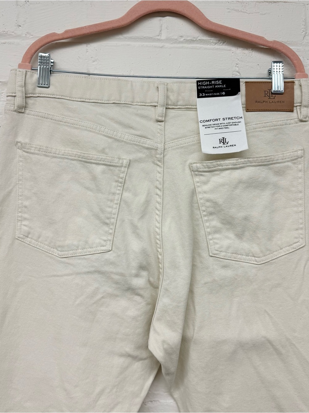 NWT Lauren Ralph Lauren High-Rise Straight Ankle Jean White Wash Size 16 - Picture 8 of 9